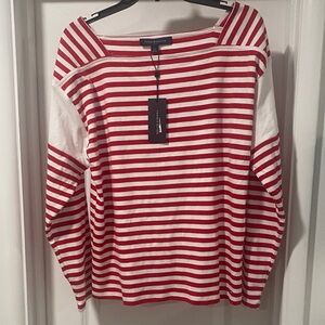 🆕Women’s Tommy Hilfiger Red & White stripes blouse. Size Large.NWT